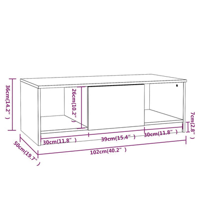 Mesa de centro 102x50x36 cm madeira processada branco