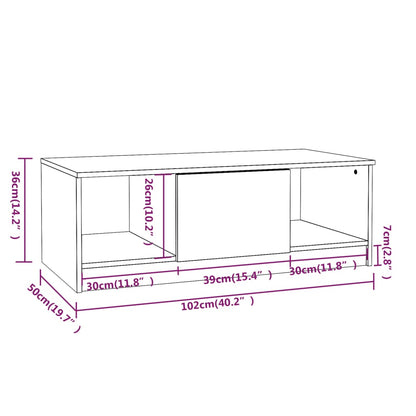 Mesa de centro 102x50x36 cm madeira processada branco brilhante