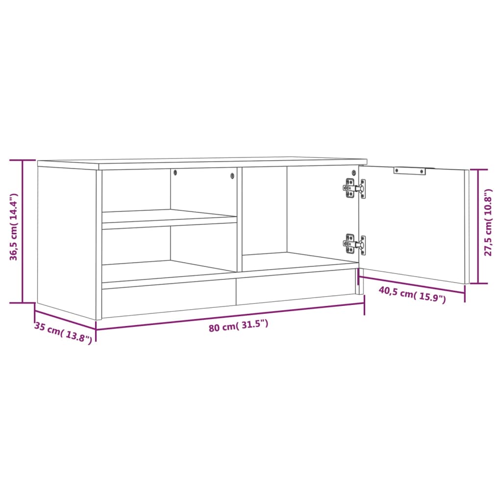 Móveis para TV 2 pcs 80x35x36,5 cm madeira processada preto