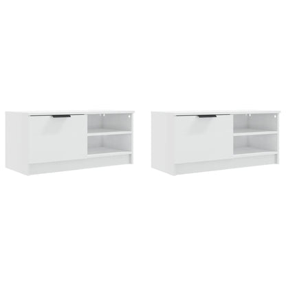 Móveis TV 2pcs 80x35x36,5cm derivados madeira branco brilhante