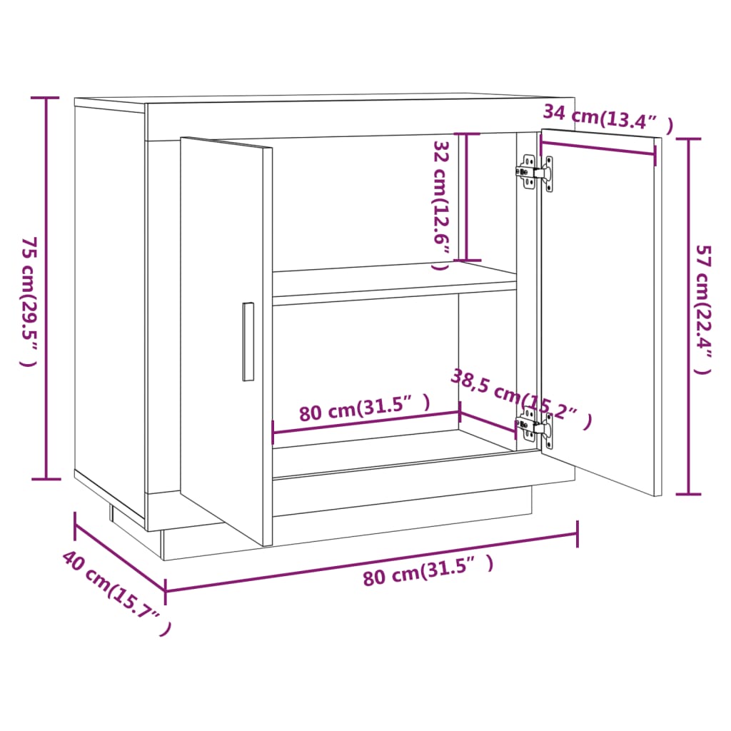 Aparador Judy com 2 Portas de 80 cm - Preto - Design Moderno