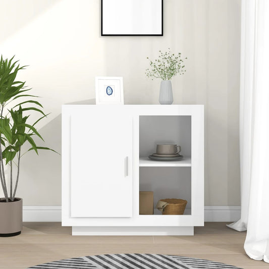 Aparador Label com 1 Porta e 2 Prateleiras Abertas de 80 cm - Branco - Design Moderno