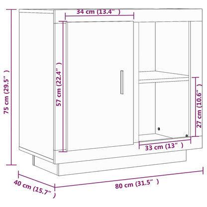 Aparador 80x36x75 cm branco/carvalho sonoma