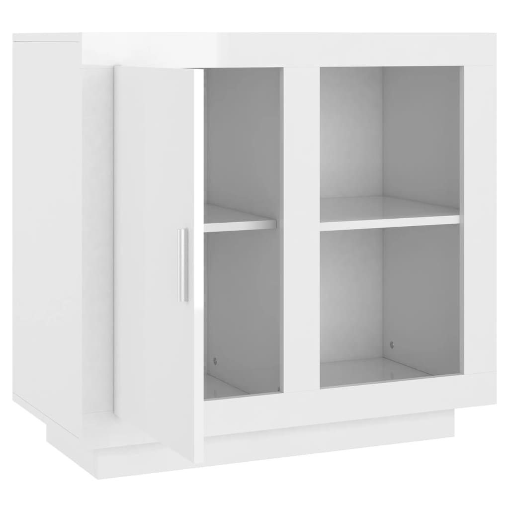 Aparador Label com 1 Porta e 2 Prateleiras Abertas de 80 cm - Branco Brilhante - Design Moderno