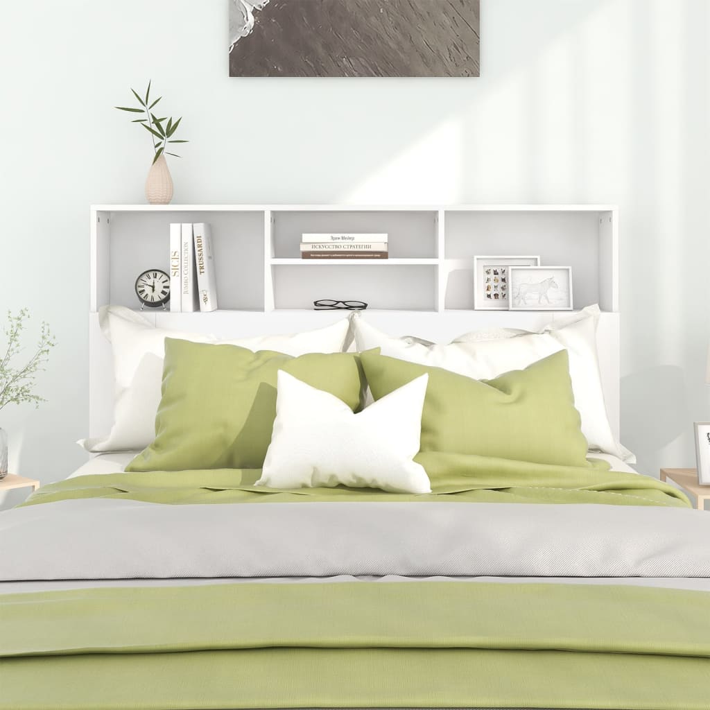 Cabeceira de Cama Dakota com Prateleiras de 140cm - Branco - Design Nórdico