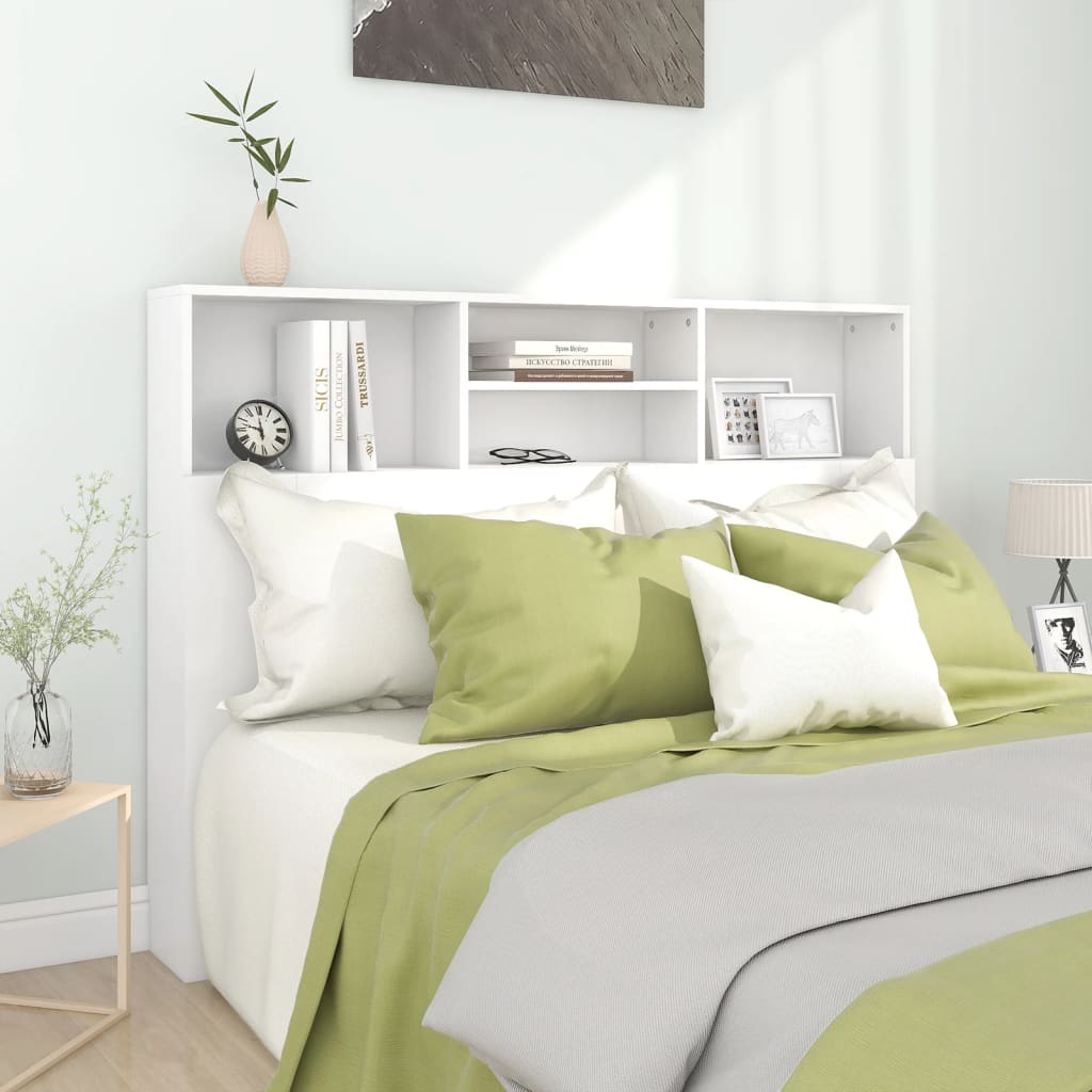 Cabeceira de Cama Dakota com Prateleiras de 140cm - Branco - Design Nórdico