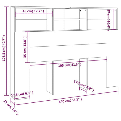 Cabeceira de Cama - 140x19x103,5 cm - Cinzento Cimento