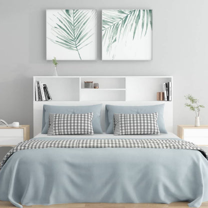 Cabeceira de Cama Dakota com Prateleiras de 160cm - Branco - Design Nórdico