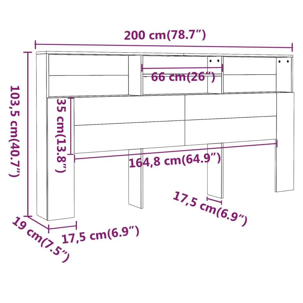 Cabeceira de Cama - 200x19x103,5 cm - Cor Carvalho Sonoma