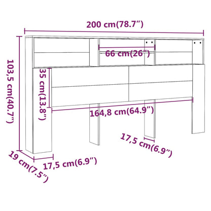 Armário de cabeceira 200x19x103,5 cm branco brilhante