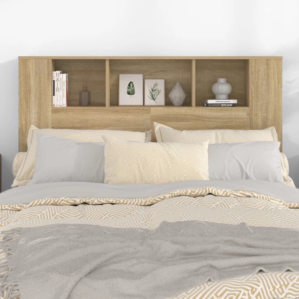 Cabeceira de Cama Lonna com Prateleiras de 140cm - Carvalho - Design Nórdico