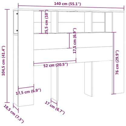 Cabeceira de Cama Lonna com Prateleiras de 140cm - Carvalho - Design Nórdico