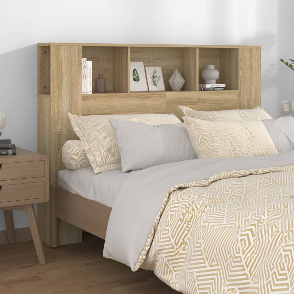 Cabeceira de Cama Lonna com Prateleiras de 140cm - Carvalho - Design Nórdico