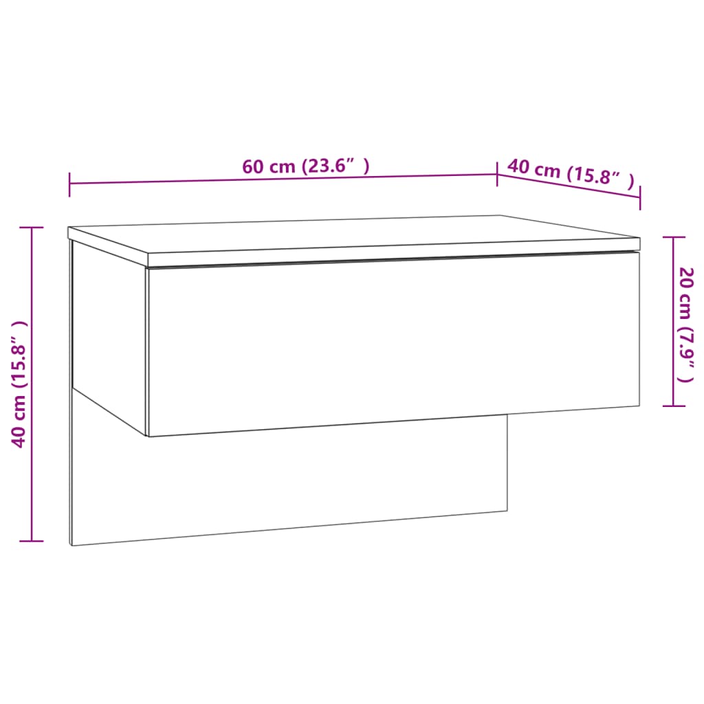 Mesas de cabeceira montagem na parede 2 pcs cinzento sonoma