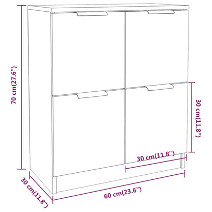 Aparador Flix - Com 4 Portas - Cor Cinzento Sonoma - 60x30x70 cm - Em Madeira Processada - Design Minimalista