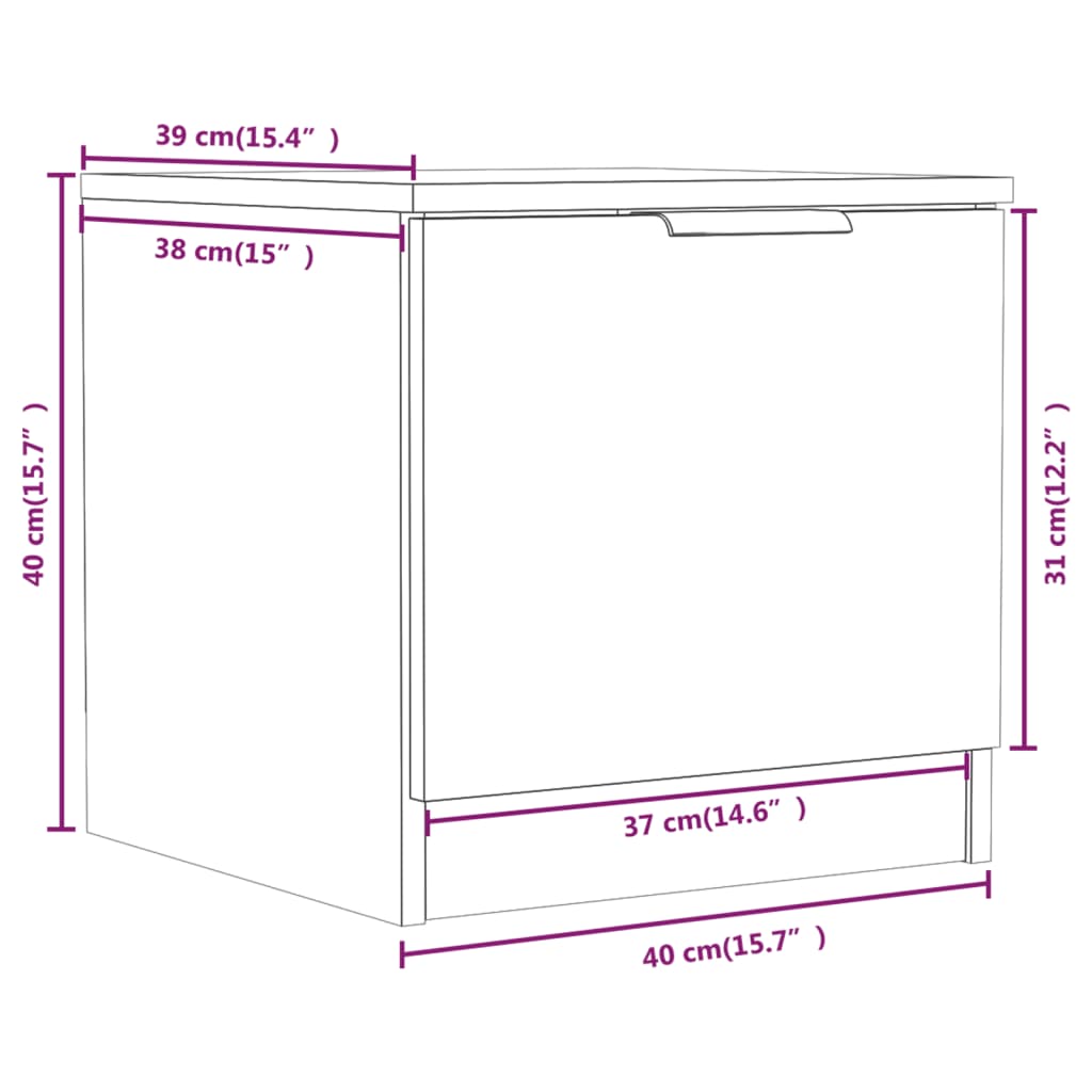 Mesas de cabeceira 2 pcs 40x39x40 cm cor carvalho fumado