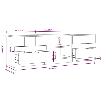 Móvel de TV 150x33,5x45 cm derivados de madeira cinzento sonoma