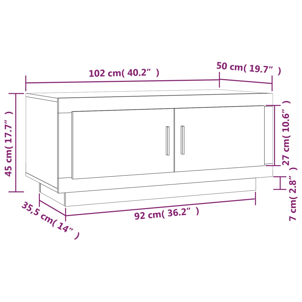 Mesa de centro 102x50x45 cm derivados madeira carvalho castanho