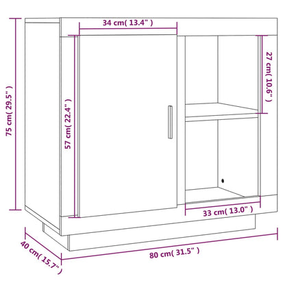 Aparador Label com 1 Porta e 2 Prateleiras Abertas de 80 cm - Madeira Rústica - Design Moderno