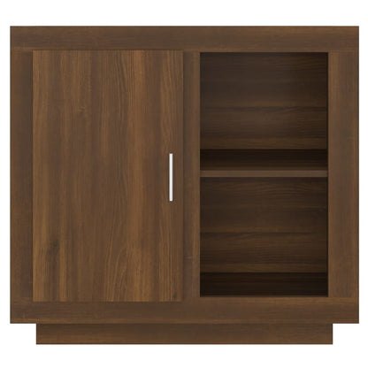 Aparador Label com 1 Porta e 2 Prateleiras Abertas de 80 cm - Castanho - Design Moderno