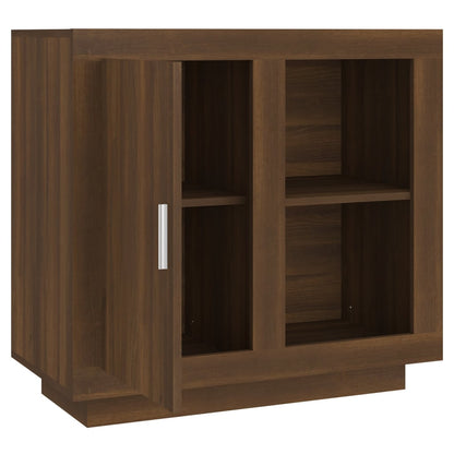 Aparador Label com 1 Porta e 2 Prateleiras Abertas de 80 cm - Castanho - Design Moderno