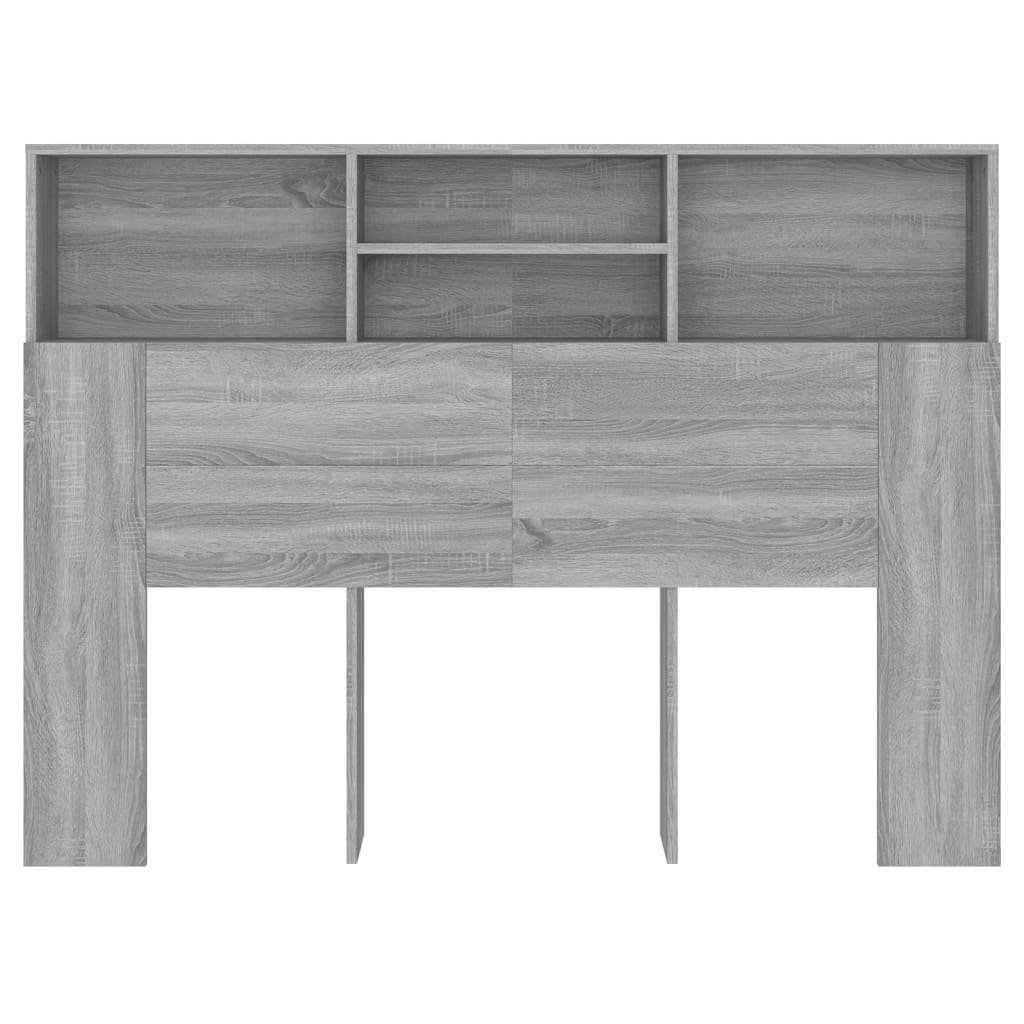 Cabeceira de Cama Dakota com Prateleiras de 140cm - Cinzento - Design Nórdico