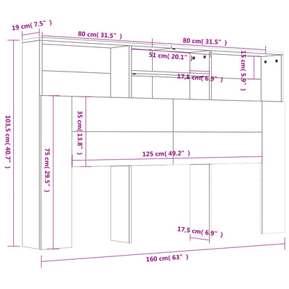 Cabeceira de Cama Dakota com Prateleiras de 160cm - Nogueira - Design Nórdico