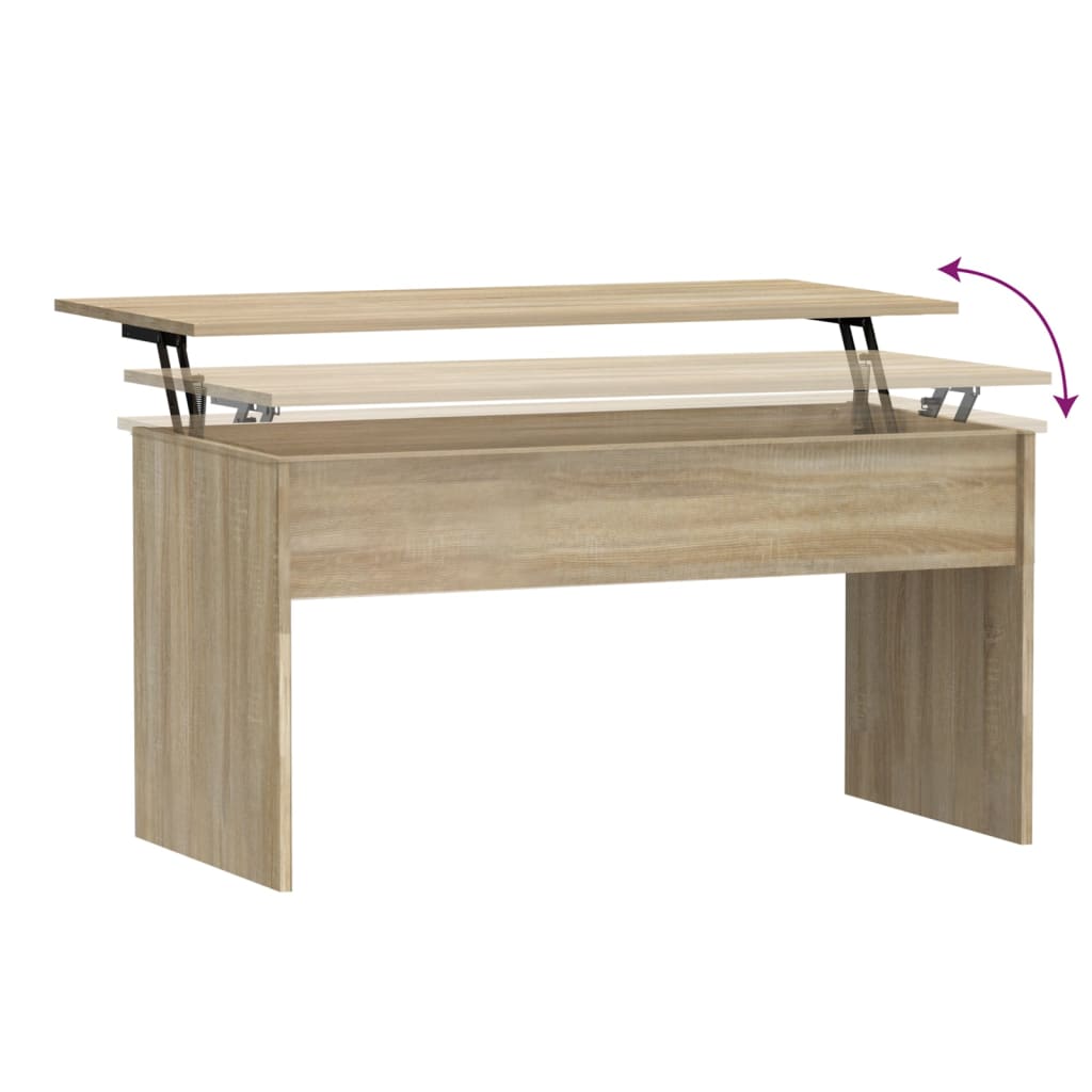 Mesa de Centro Beira Elevatória de 102 cm - Carvalho - Design Moderno