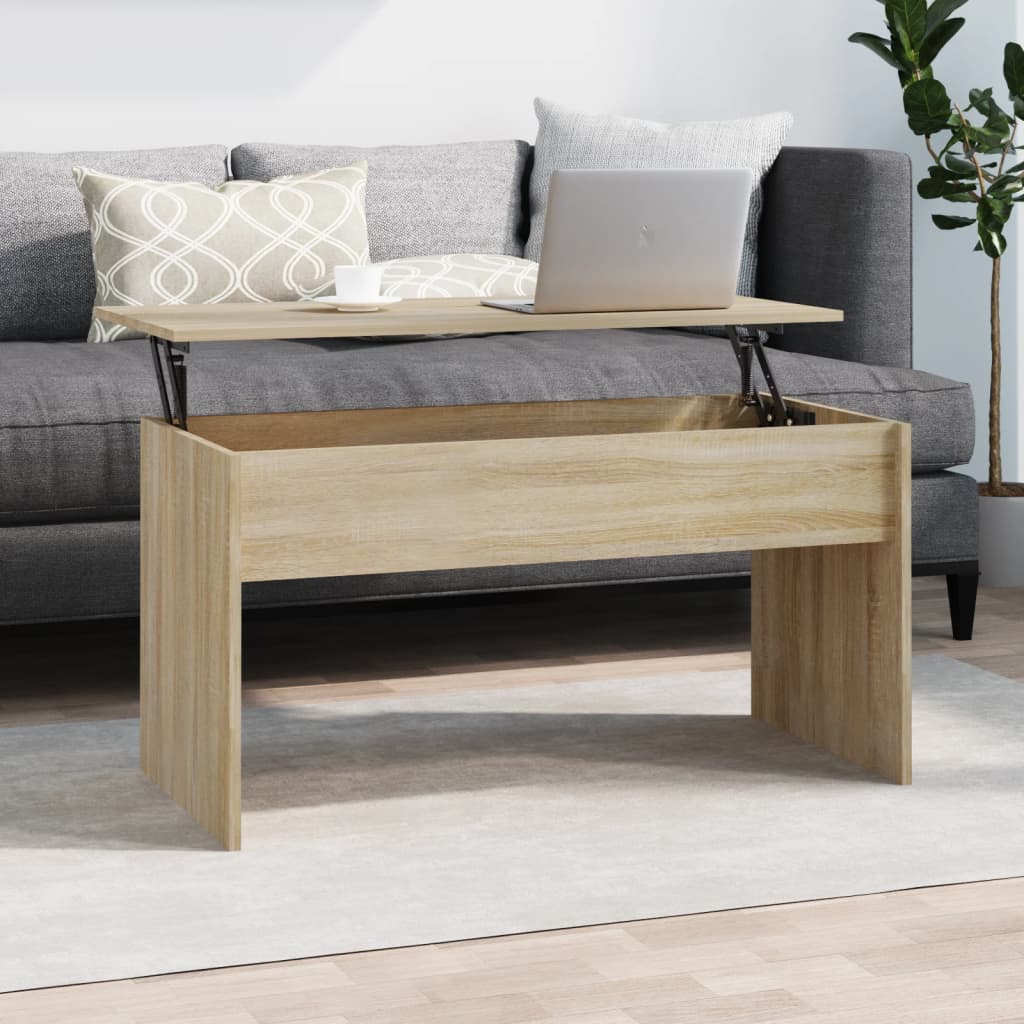 Mesa de Centro Beira Elevatória de 102 cm - Carvalho - Design Moderno