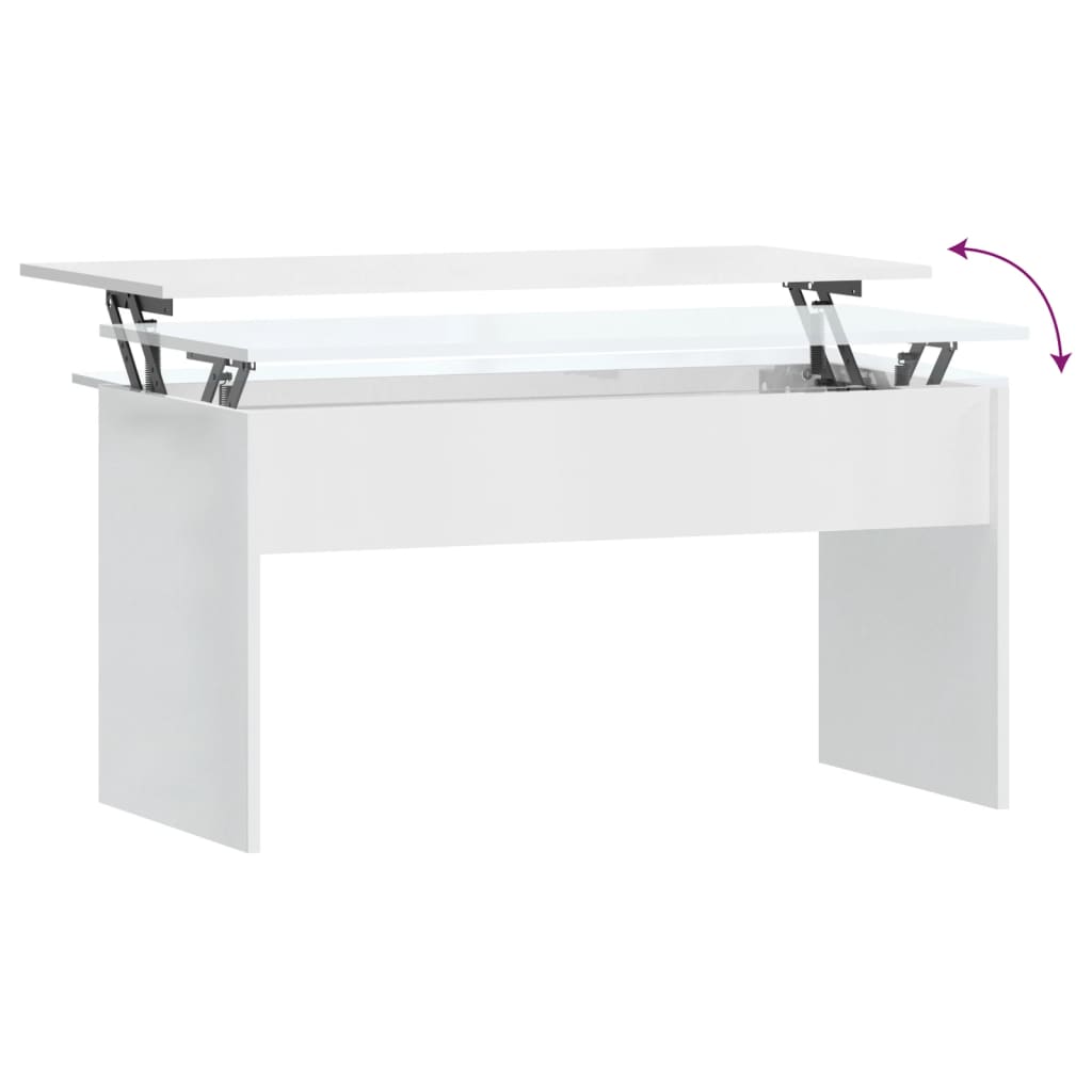 Mesa de Centro Beira Elevatória de 102 cm - Branco Brilhante - Design Moderno