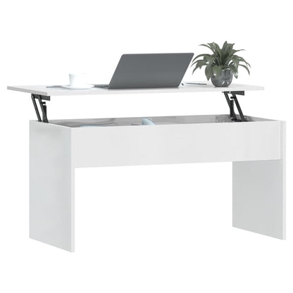 Mesa de Centro Beira Elevatória de 102 cm - Branco Brilhante - Design Moderno