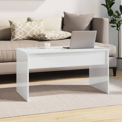 Mesa de Centro Beira Elevatória de 102 cm - Branco Brilhante - Design Moderno