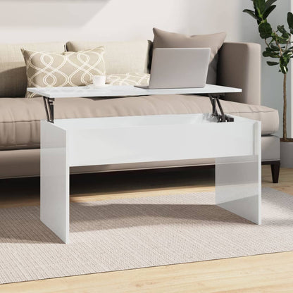 Mesa de Centro Beira Elevatória de 102 cm - Branco Brilhante - Design Moderno