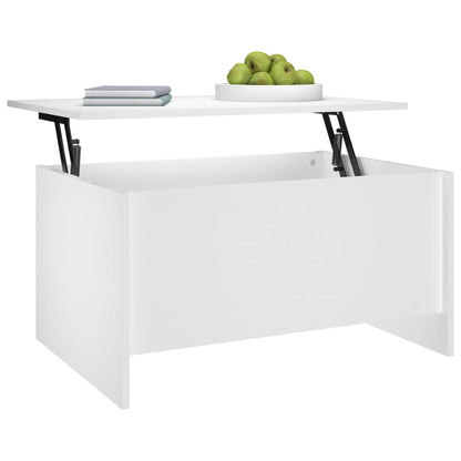 Mesa de Centro Beira Elevatória de 80 cm - Branco - Design Moderno