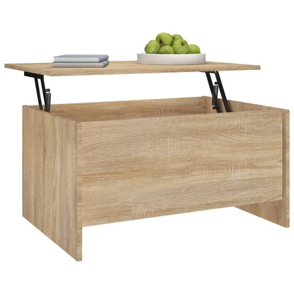 Mesa de Centro Beira Elevatória de 80 cm - Carvalho - Design Moderno