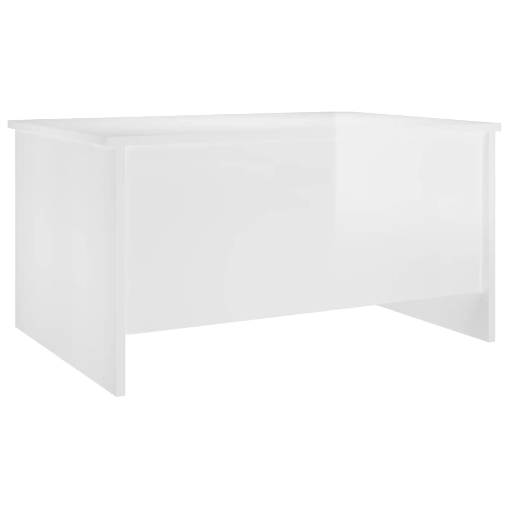 Mesa de Centro Beira Elevatória de 80 cm - Branco Brilhante - Design Moderno