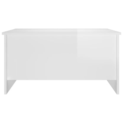 Mesa de Centro Beira Elevatória de 80 cm - Branco Brilhante - Design Moderno