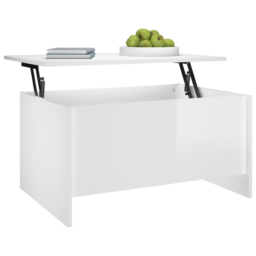 Mesa de Centro Beira Elevatória de 80 cm - Branco Brilhante - Design Moderno