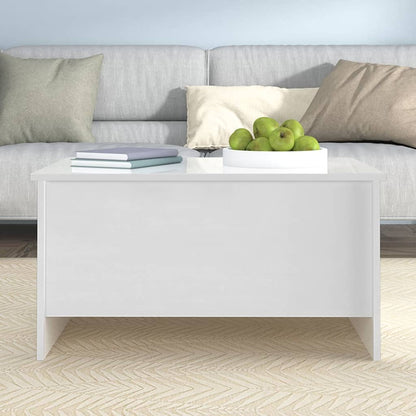 Mesa de Centro Beira Elevatória de 80 cm - Branco Brilhante - Design Moderno