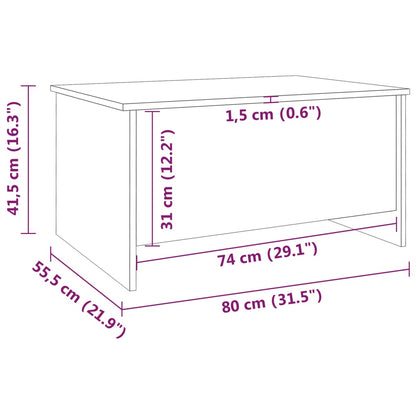 Mesa de Centro Beira Elevatória de 80 cm - Branco Brilhante - Design Moderno