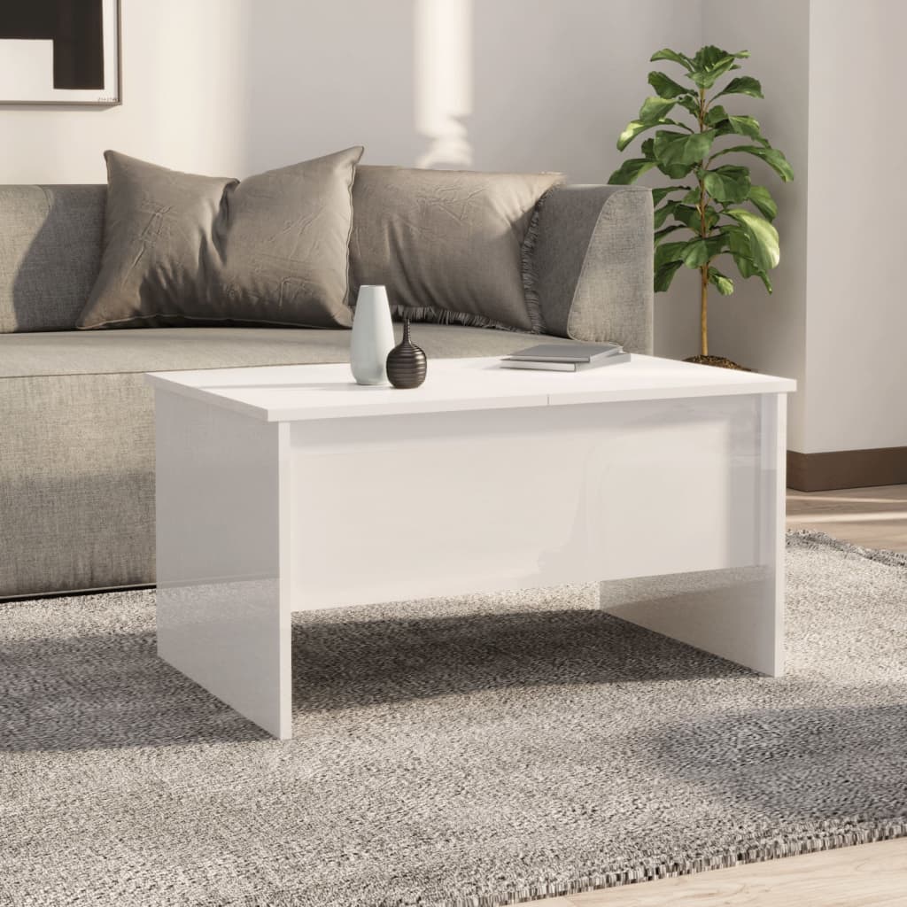 Mesa de Centro Guarda Elevatória - Branco Brilhante - Design Moderno