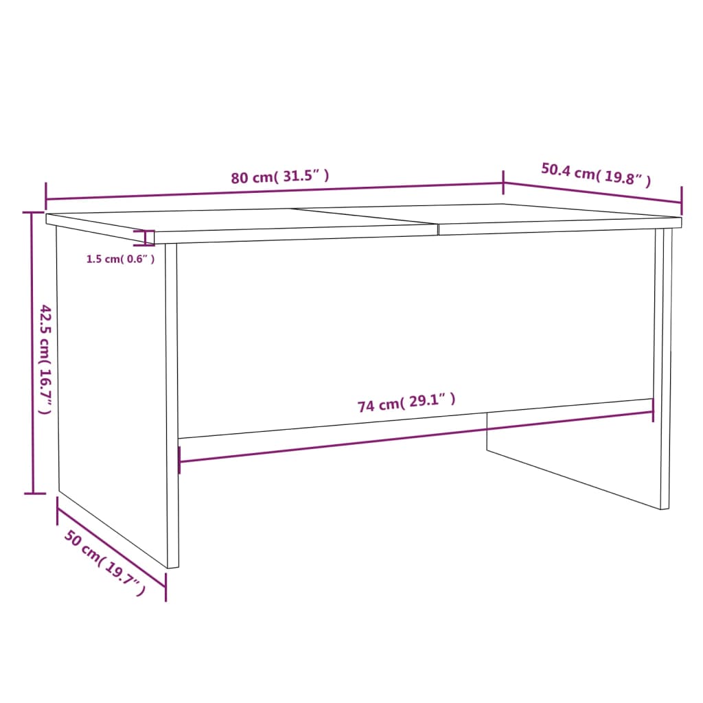 Mesa de Centro Guarda Elevatória - Branco Brilhante - Design Moderno