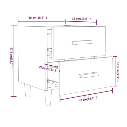 Conjunto de 2 Mesas de Cabeceira Rytus com 2 Gavetas - Branco - Design Nórdico