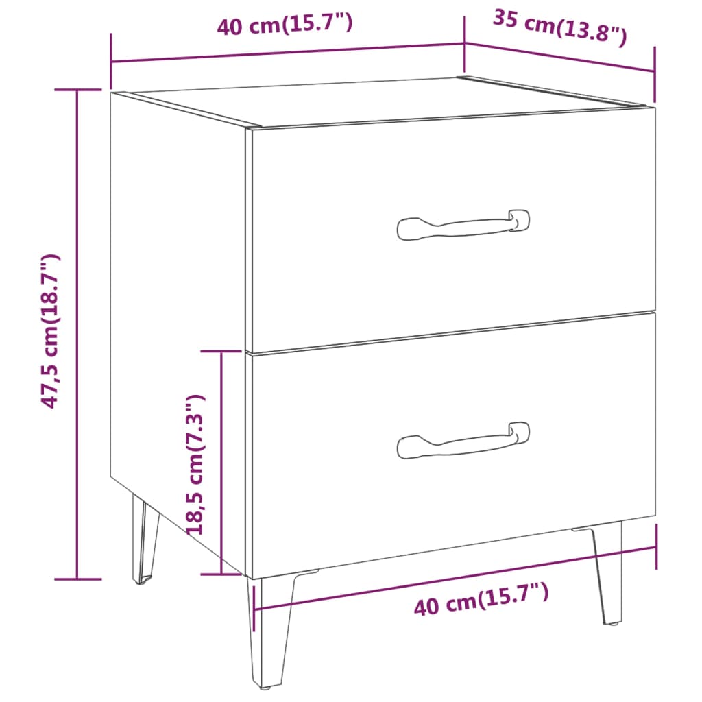 Mesa de cabeceira 40x35x47,5 cm branco