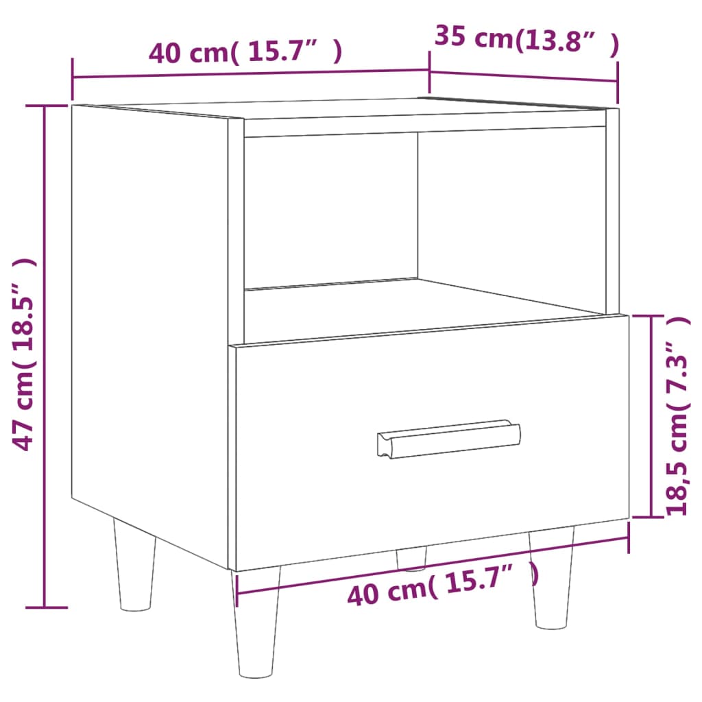 Mesa de cabeceira 40x35x47 cm carvalho sonoma