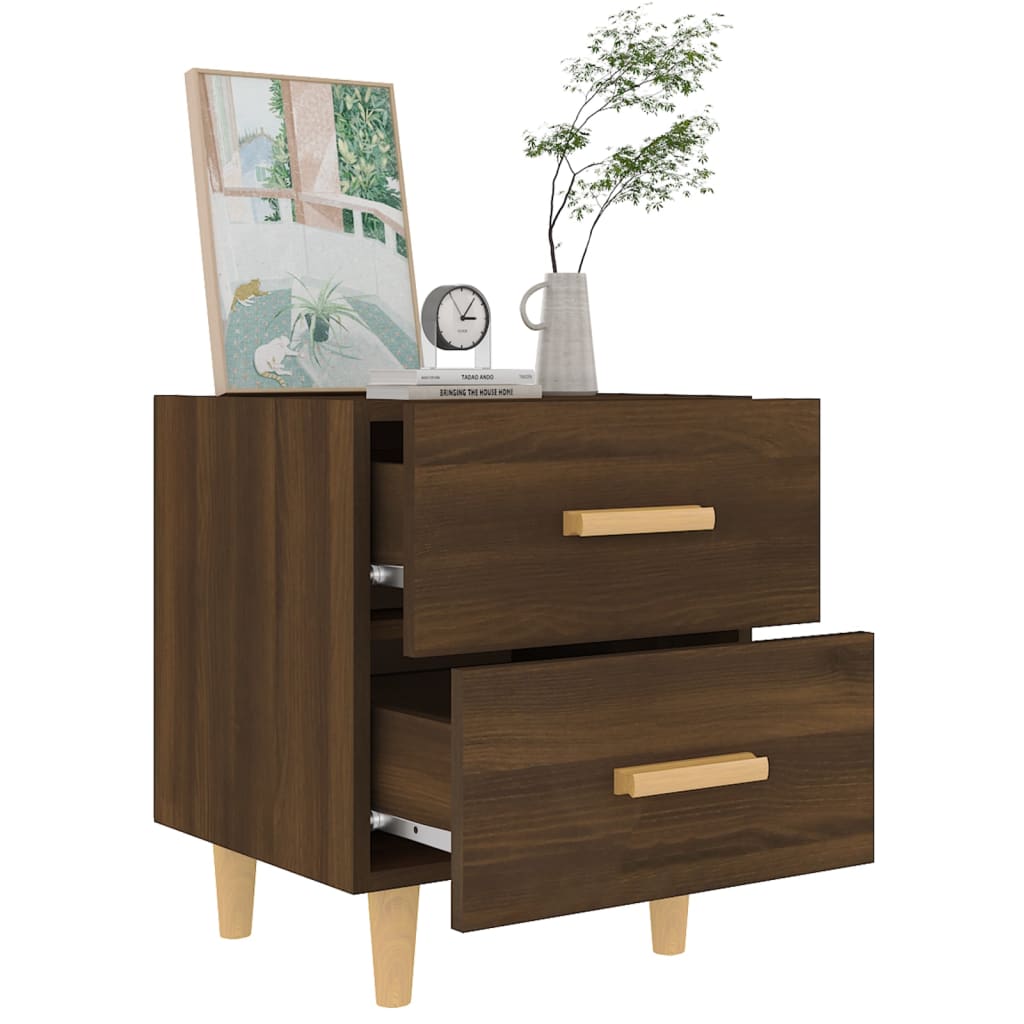 Conjunto de 2 Mesas de Cabeceira Rytus com 2 Gavetas - Castanho - Design Nórdico