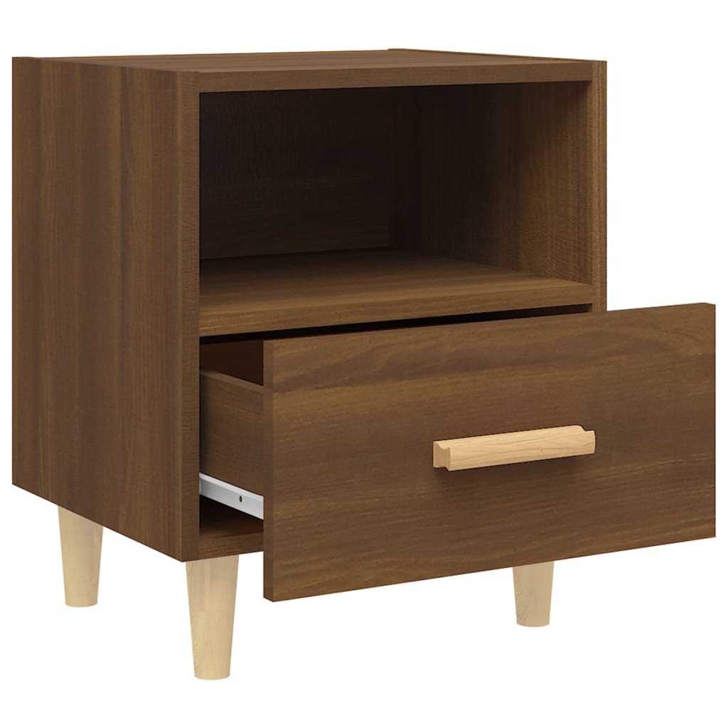 Mesa de Cabeceira Rytus com 1 Gaveta e 1 Compartimento Aberto - Castanho - Design Nórdico