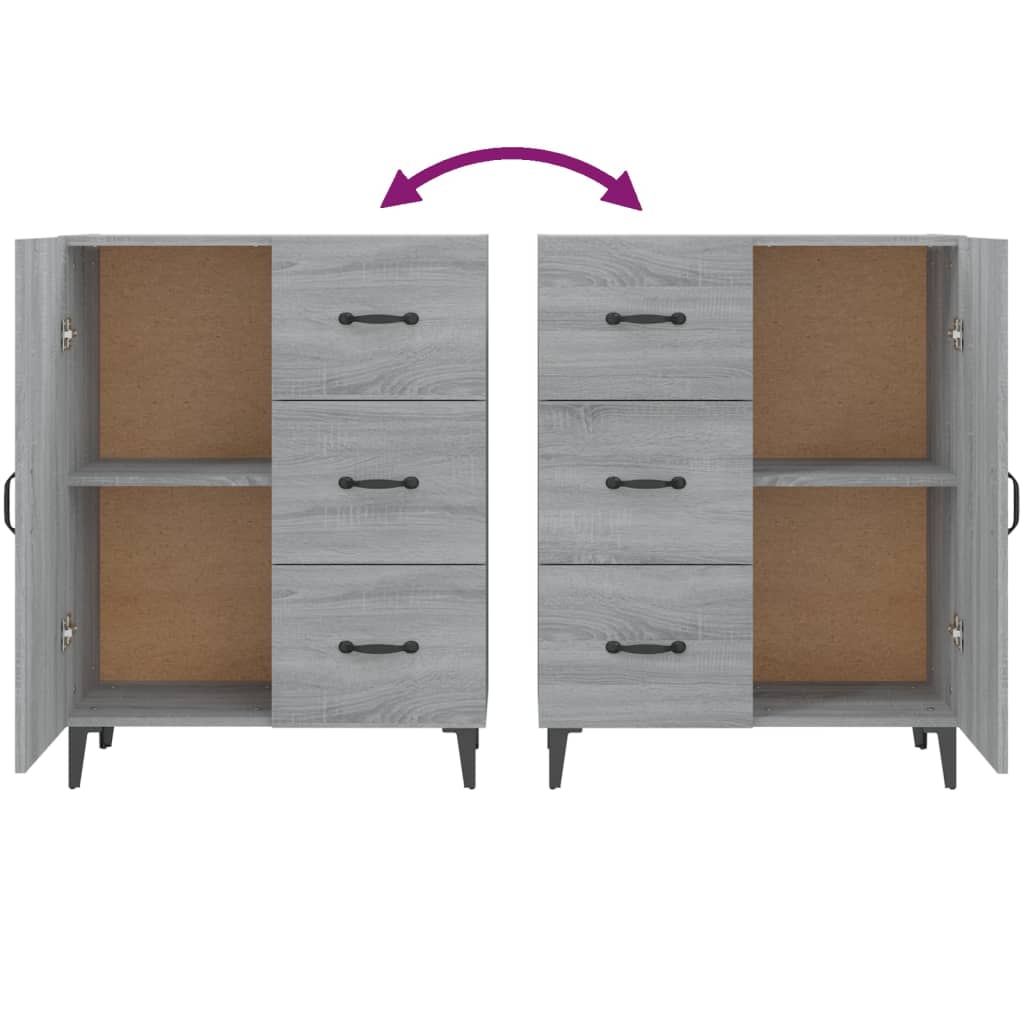 Aparador 69,5x34x90 cm madeira processada cor sonoma cinzento