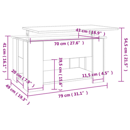 Mesa de centro 79x49x41cm derivados de madeira cinzento sonoma