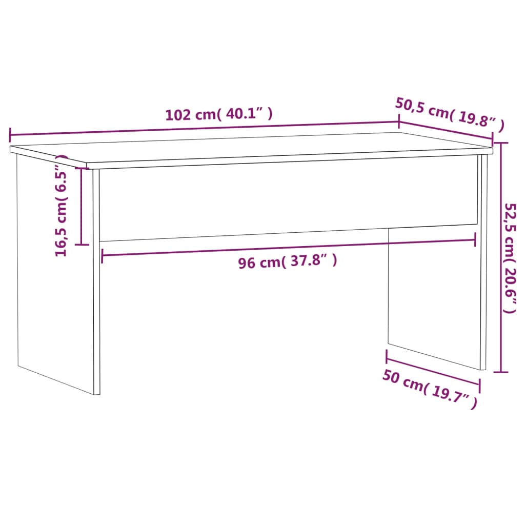 Mesa de Centro Beira Elevatória de 102 cm - Madeira Rústica - Design Moderno